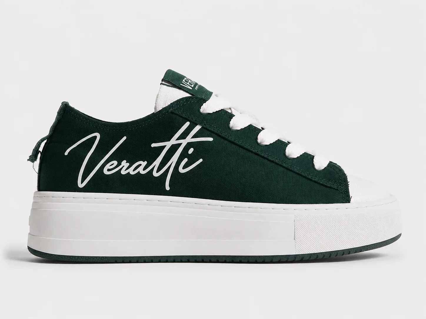 Green and white VERATTI platform sneaker
